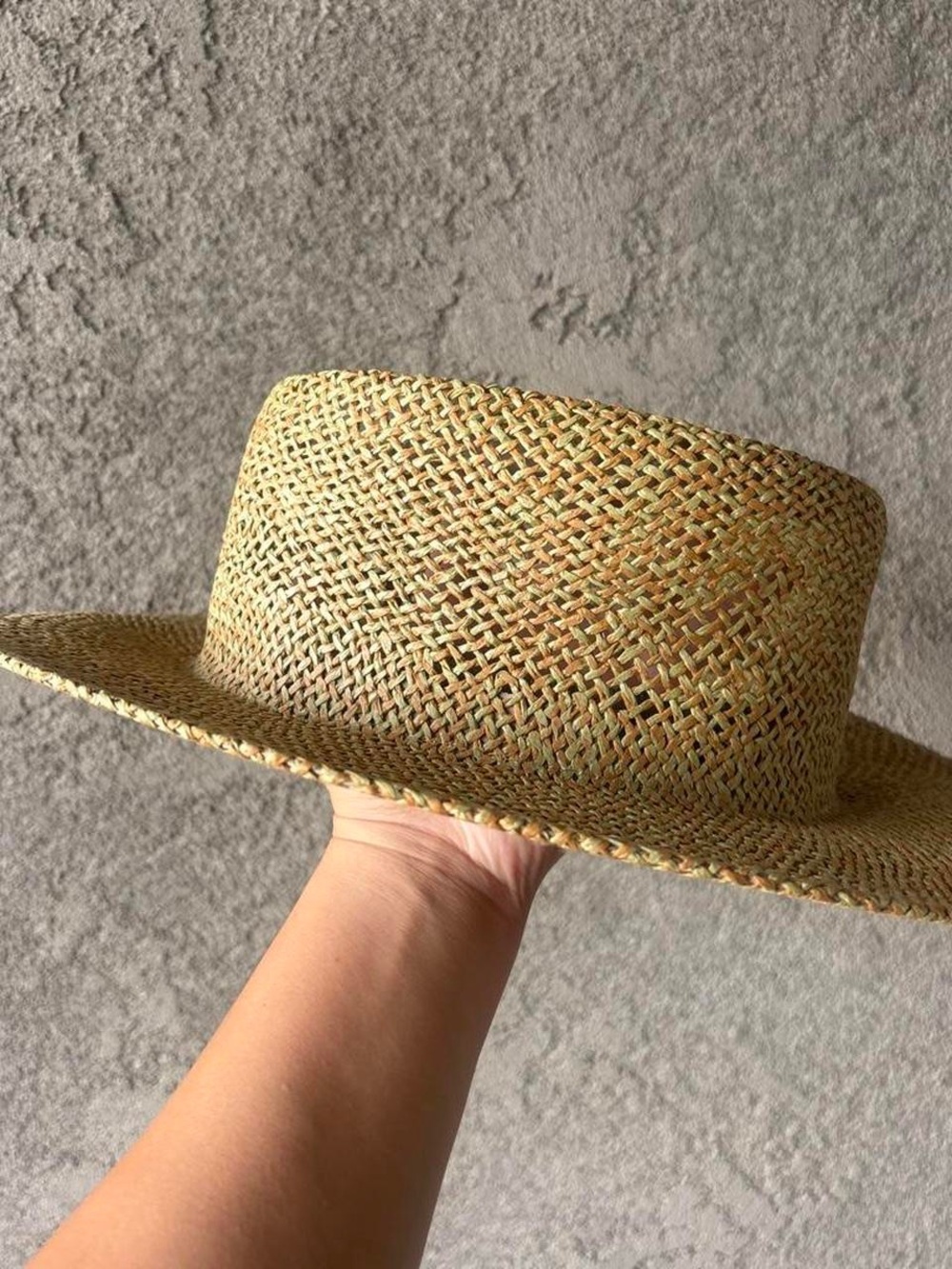 Classic Natural Straw Boater Hat - Tan